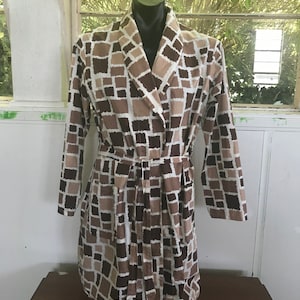 1960&#39;s 1970&#39;s  Mens Brown mosaic Robe Made in New Zealand Dressing Gown by Jonal, M