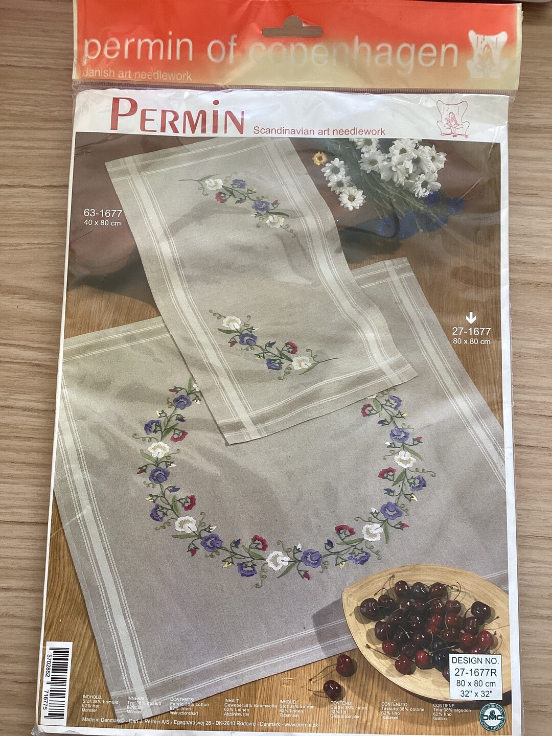 Permin Kit Embroidery Kit 32” Square Table Centre, Scandinavian Art ...