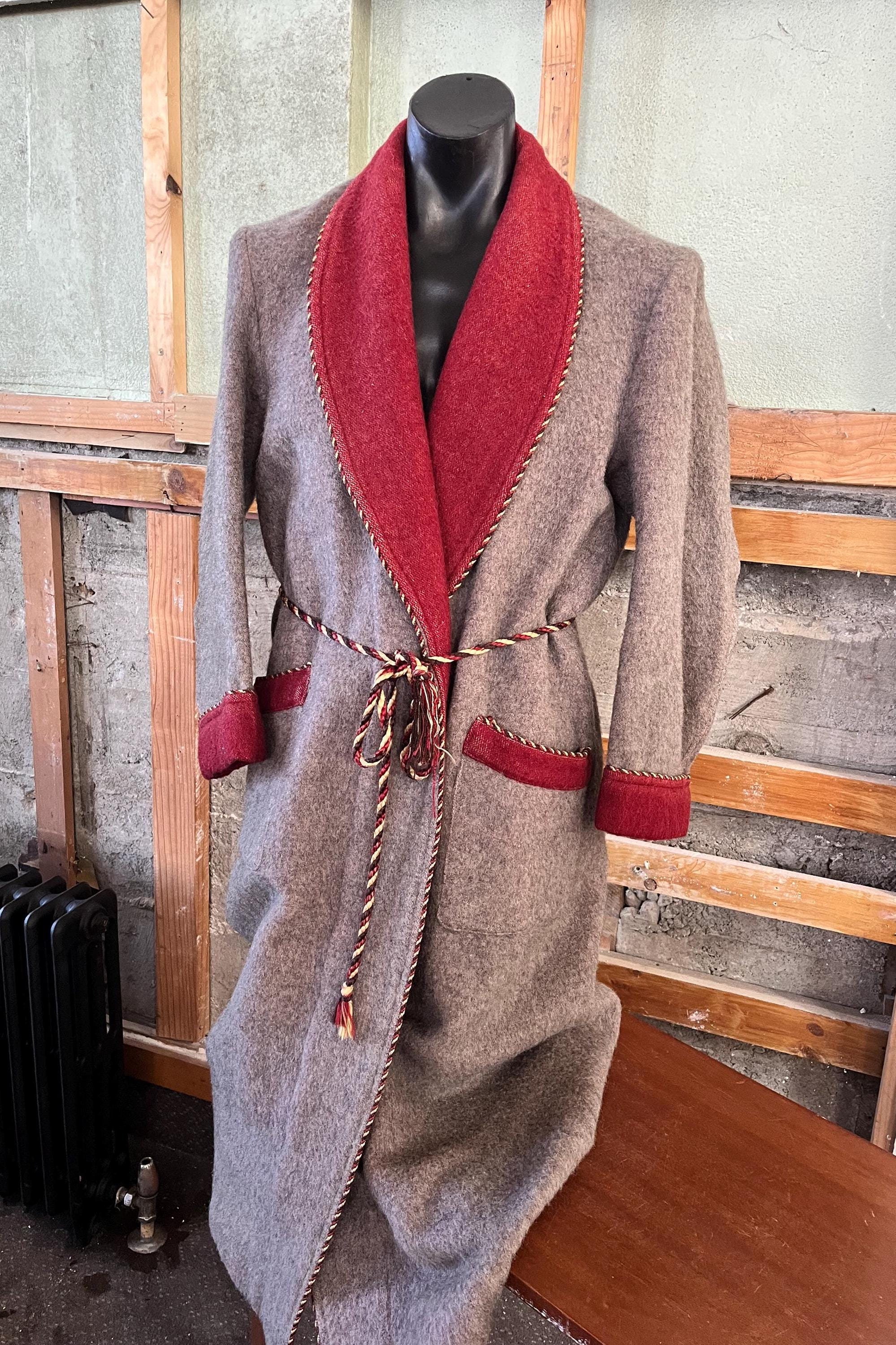 Vintage Wool Housecoat 1960's Vintage Mens Plaid Wool Blend