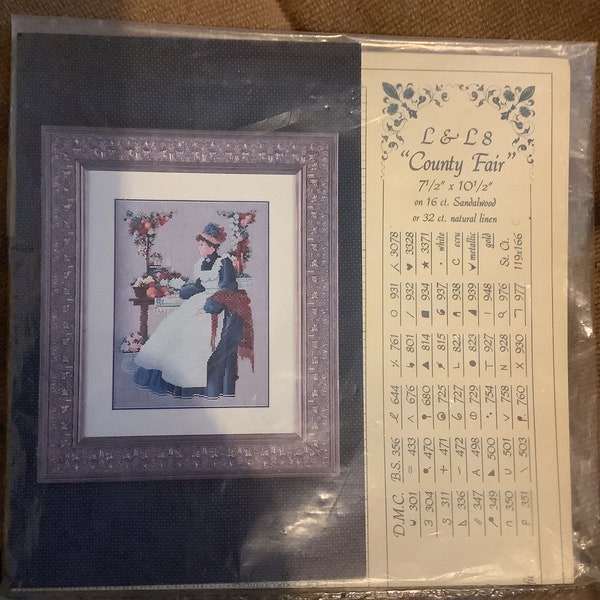 County Fair Lavender & Lace  Cross Stitch Chart 1989 Marilyn Leavitt- Imblum Victorian Designs