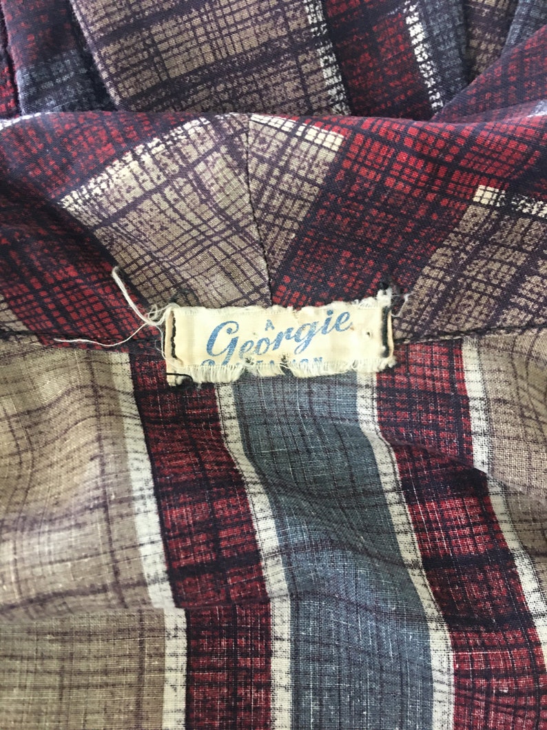 1960s Vintage Mens plaid Smoking Jacket Robe Made in New Zealand Dressing Gown by Georgie M