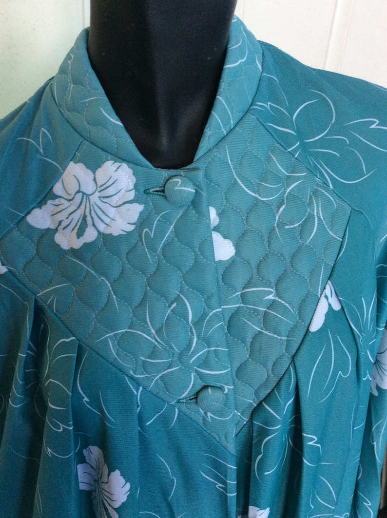 1970's Quilted Brunch Coat Dressing Gown Robe Aqua Blue Etsy