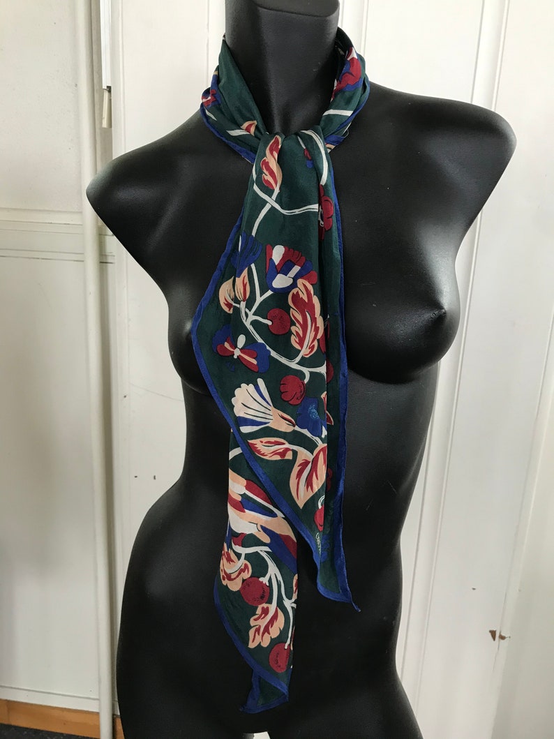 Long Oroton Silk Scarf Green Floral made in Australia - Etsy