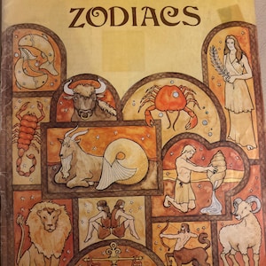 Catálogo Vintage de Macramê com Zodíacos: Padrões de Astrologia para Decoração de Parede, 1977, Myrna Johnson