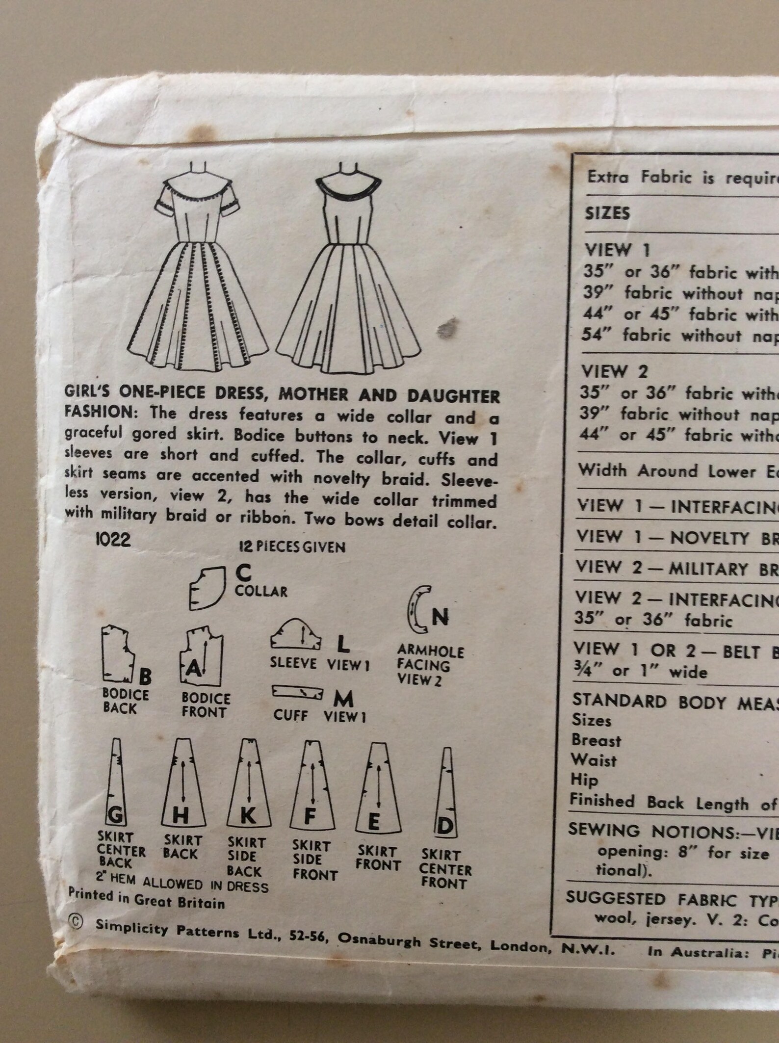 1950s Simplicity 1022 Sewing Pattern Mother Daughter Girls - Etsy
