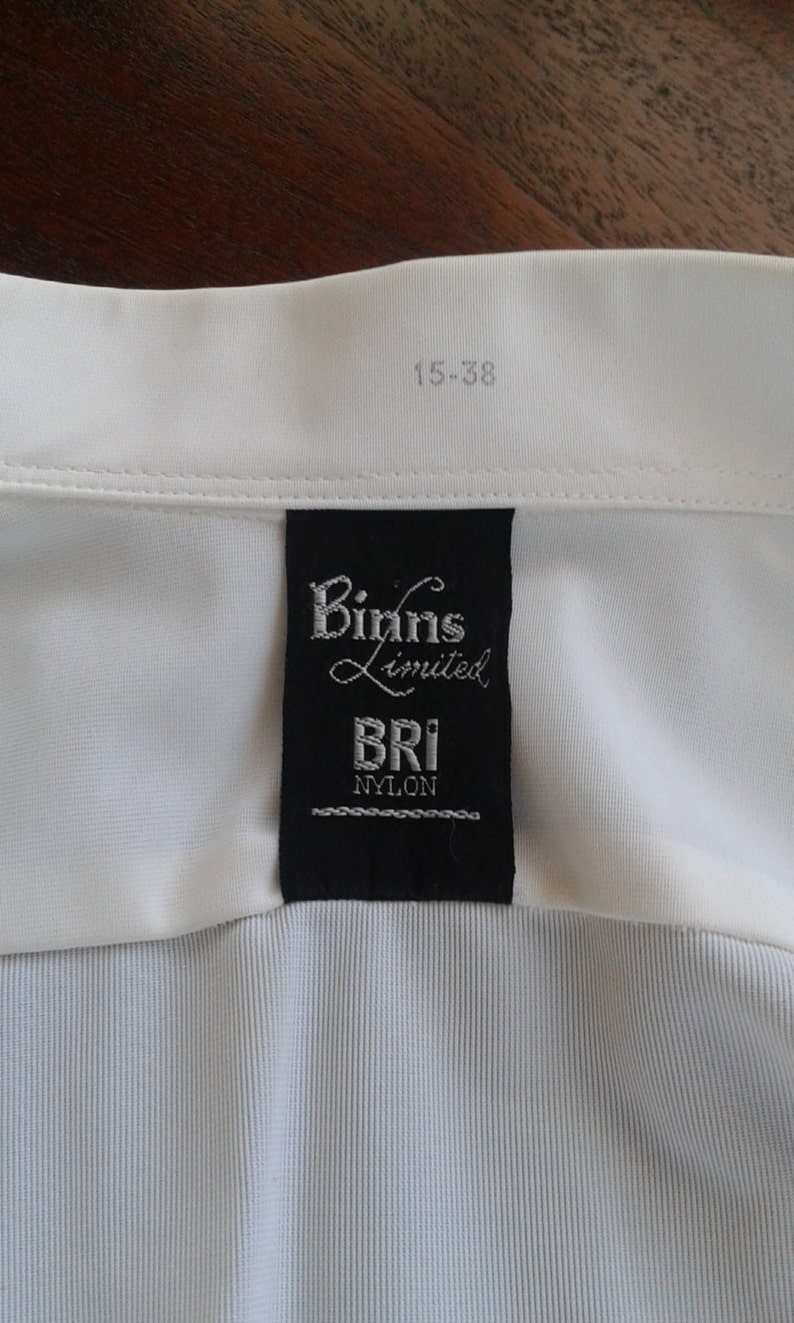 1960/'s Mens Bri Nylon Pleated Front Long Tailed Dress Shirt by Binns Made in England