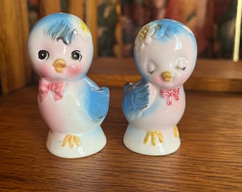 Seltene Bluebird Salz- & Pfefferstreuer, Made in Japan, Links