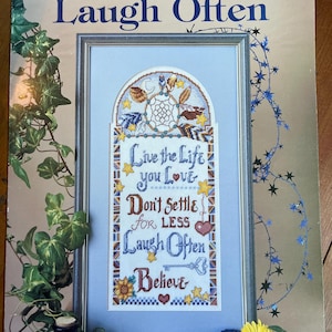 Laugh Often Counted Cross Stitch Chart, by Ursula Michael Designs , Inspirational Dream Catcher
