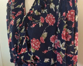Diane Freis , 1980's designer dress, timeless floral classic, pleats, tassels