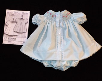 CYBER SALE!!!!Baby Bishop Dress, Grace L. Knott, diaper cover, heirloom, vintage