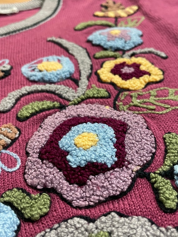 Vintage 70s Bumblebee & Flowers Sweater - Cute Hi… - image 6