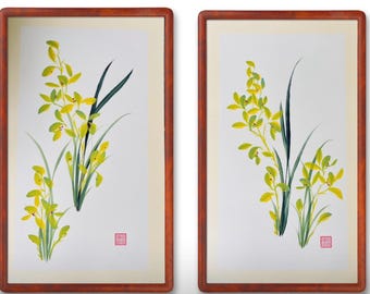 Un par de orquídeas pintadas a mano