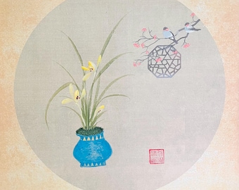 Orquídeas chinas pintadas a mano