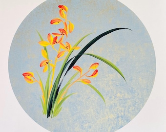 Hand-painted Chinese painting of orchids