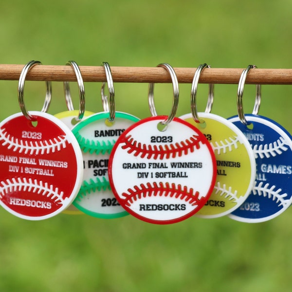Acrylic Softball Keychain Etsy