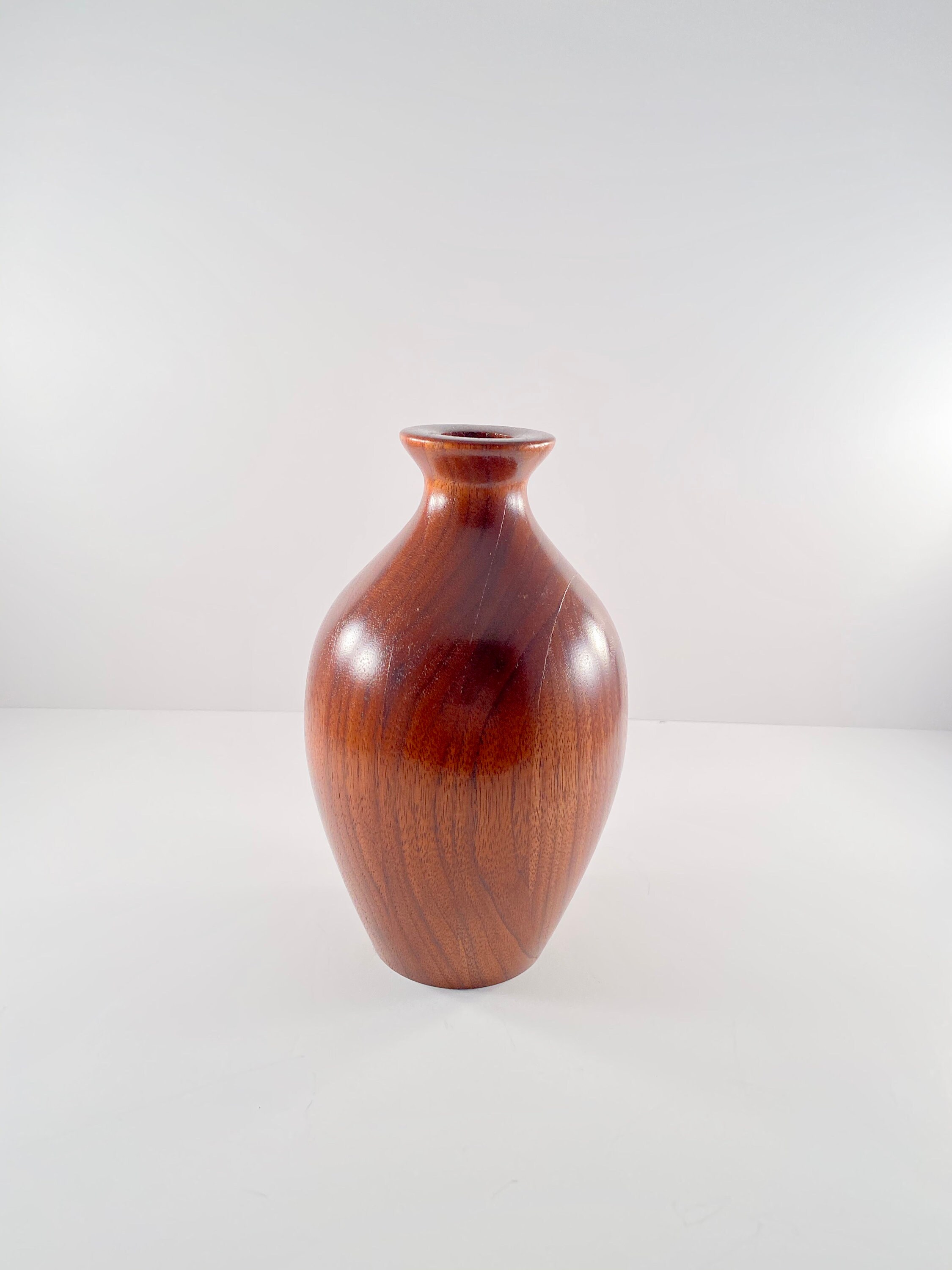 Hand Turned Walnut Wood Vase Turned Wood Vase Etsy