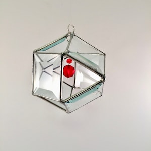Stained Glass Beveled Orb Suncatcher - Beveled Glass Octahedron - Crystal - Prism - 3-D Suncatcher - Gift Idea