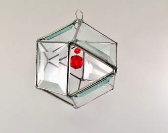 Stained Glass Beveled Orb Suncatcher - Beveled Glass Octahedron - Crystal - Prism - 3-D Suncatcher - Gift Idea