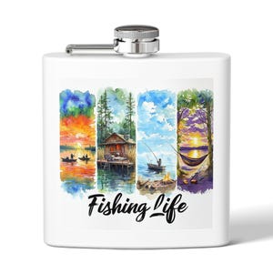 Fishing Life Stainless Steel Flask, Outdoor Adventure Gift, Camping Flask, Fisherman Gift, Travel Flask, Fishing Accessories