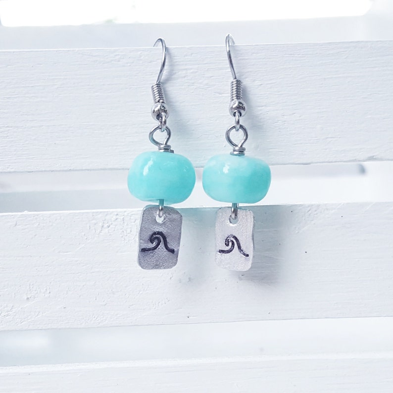 Aqua wave earrings
