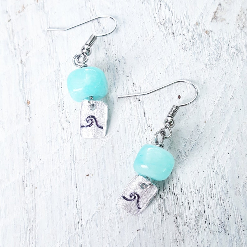 Aqua wave earrings