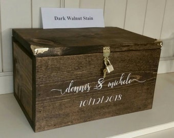 Personalized Wedding Card Box with Engraved Heart - X-Large - Rustic Wedding Card Box - Gift Card Box