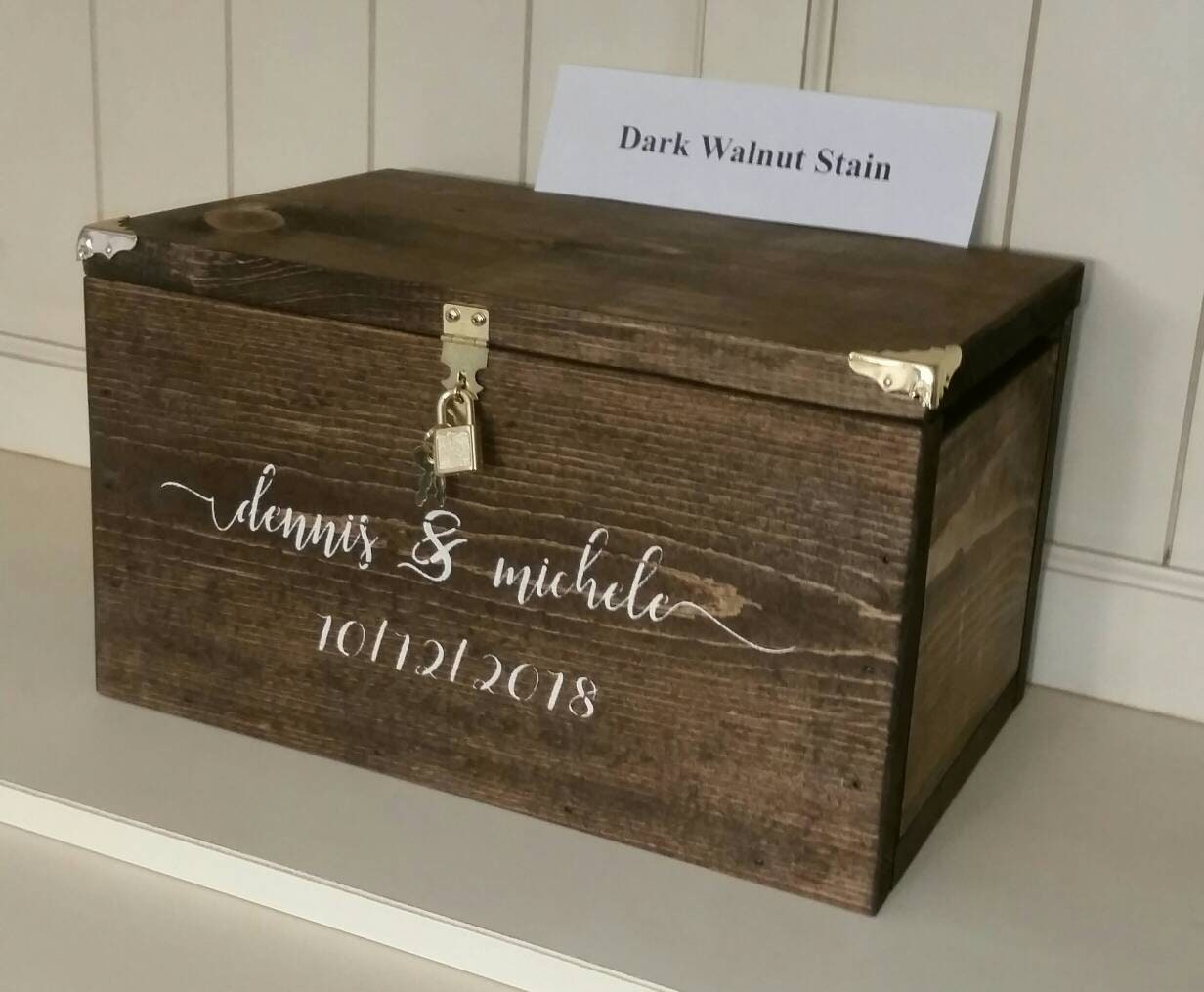 Personalized Wedding Card Box with optional Engraved Pattern on Lid XLarge