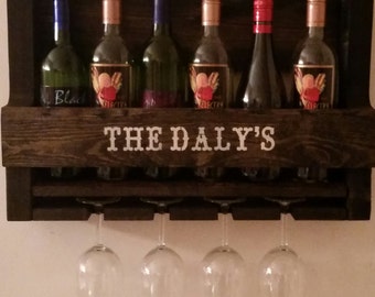 Personalized Pallet Wine Rack // Wine Glass Holder // Wine Rack // Liquor Cabinet // Country Decor // Cabin Decor // Unique Gift Idea