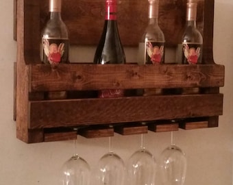 Rustic Pallet Wine Rack // Pallet Wine Rack // Liquor Cabinet // Wooden Wine Rack // Wine Glass Holder // Wine Bottle Holder