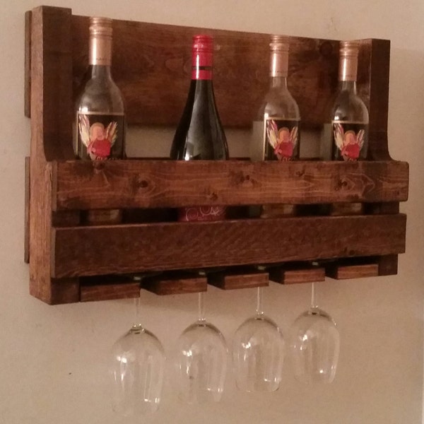 Rustic Pallet Wine Rack // Pallet Wine Rack // Liquor Cabinet // Wooden Wine Rack // Wine Glass Holder // Wine Bottle Holder