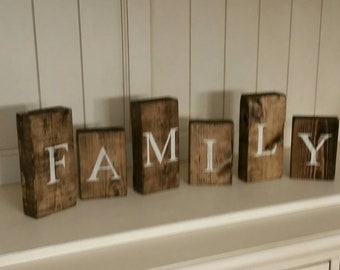 Personalized Block Letters - Custom Wood Letter Blocks - Shelf Sitter Signs - Farmhouse Letters