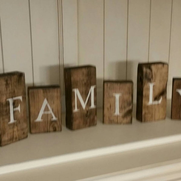 Personalized Block Letters - Custom Wood Letter Blocks - Shelf Sitter Signs - Farmhouse Letters