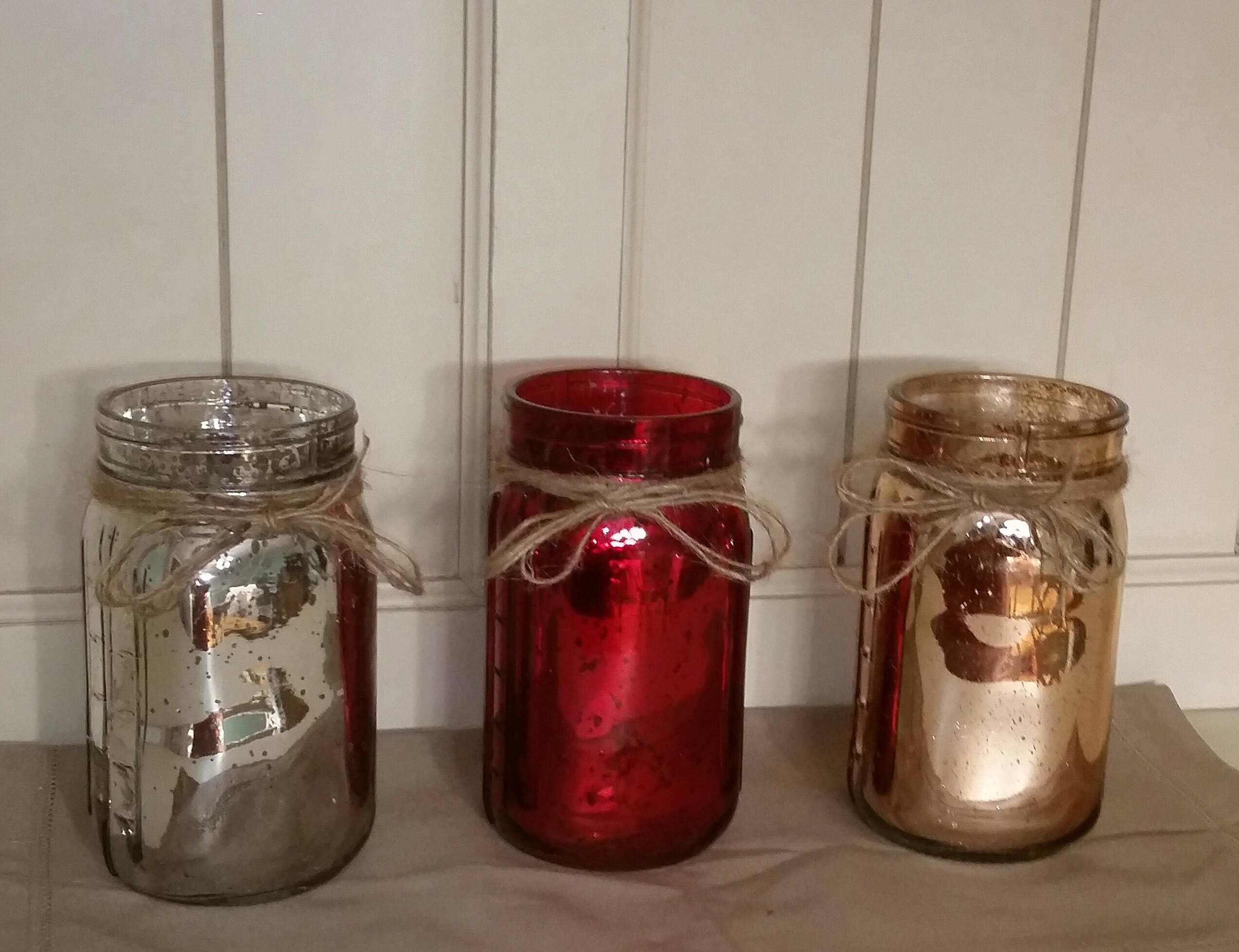 Mason jar Vases Mercury glass Jars Wedding Vases Wedding Etsy