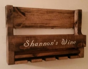 Personalized Rustic Pallet Wine Rack // Wedding Gift //Family Name Wine Rack // Country Decor // Cabin Decor // Unique Gift Idea