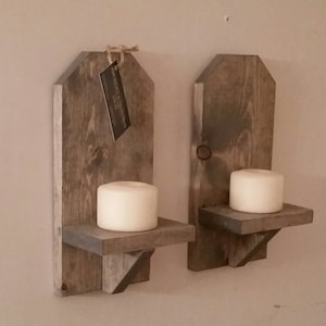 Rustic Wood Wall Sconce (Pair) // 12" Wall Sconce // Shelf // Wall Decor // Cottage Decor // Cabin // Candle Holder // Lodge Decor