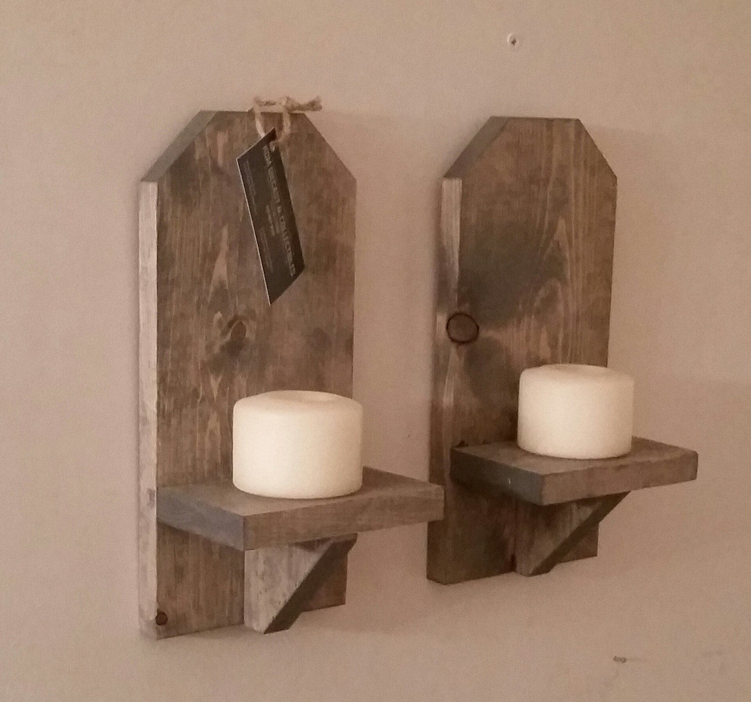 Rustic Wood Wall Sconce (Pair) // 12 Wall Sconce // Shelf ... on Wooden Wall Sconce Shelf Decorating id=27018