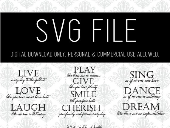 Play Live Sing Dance Svg Bundle Svg Cut File Bundlestencil Etsy