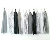 Black and white tassel garland - black, white and gray tassel garland - neutral tassel garland - room decor garland - wedding decor