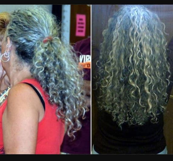 22' Inch Silver Gray Wavy Hair Bulk Braiding Extensions 4oz -  Sweden