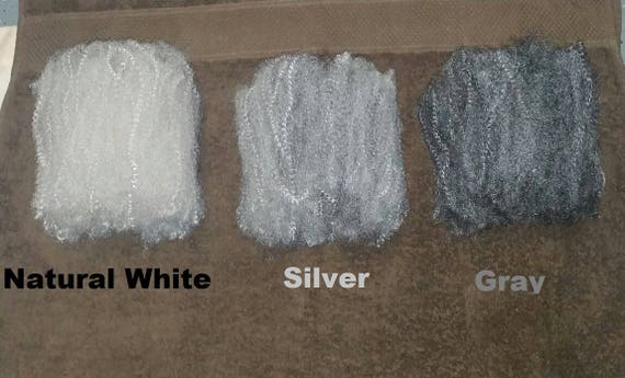 20 Gray White Afro Puff Bulk Human Hair Etsy