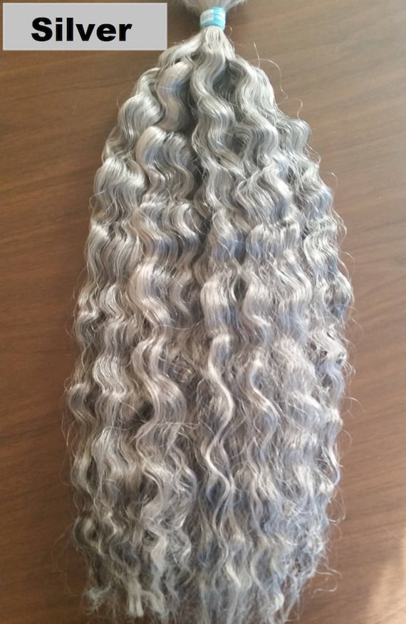 22' Inch Silver Gray Wavy Hair Bulk Braiding Extensions 4oz 