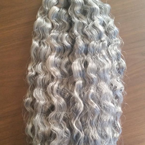 22 inch Silver Grey Wavy Hair Bulk Braiding Extensions 4oz