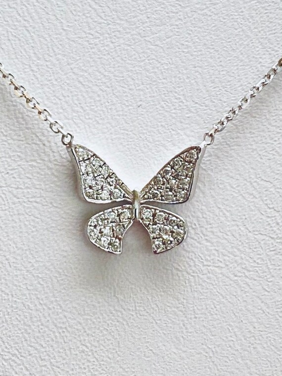 Buy 14K White Gold Diamond Butterfly Necklace Online in India