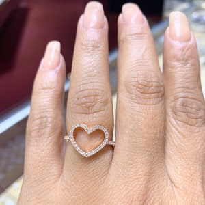 14K Rose Gold Diamond Heart Ring