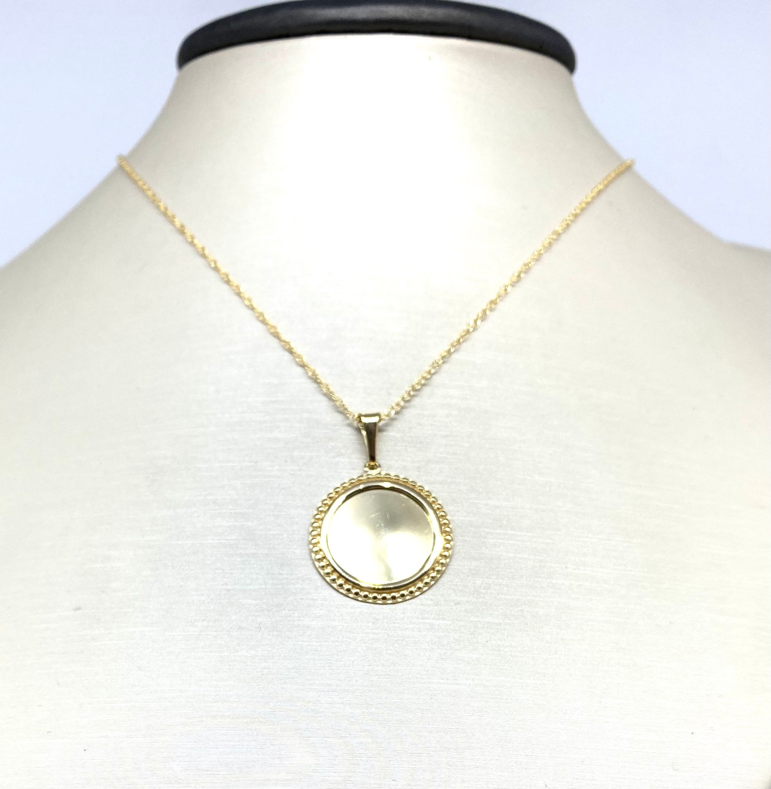 14K Yellow Gold Circle Plate Necklace With Adjustable Chain Etsy