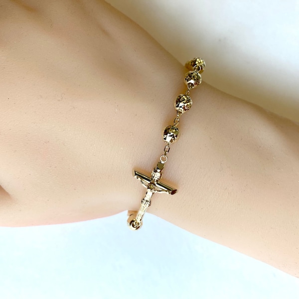 18k Gold Rosary Bracelet Etsy
