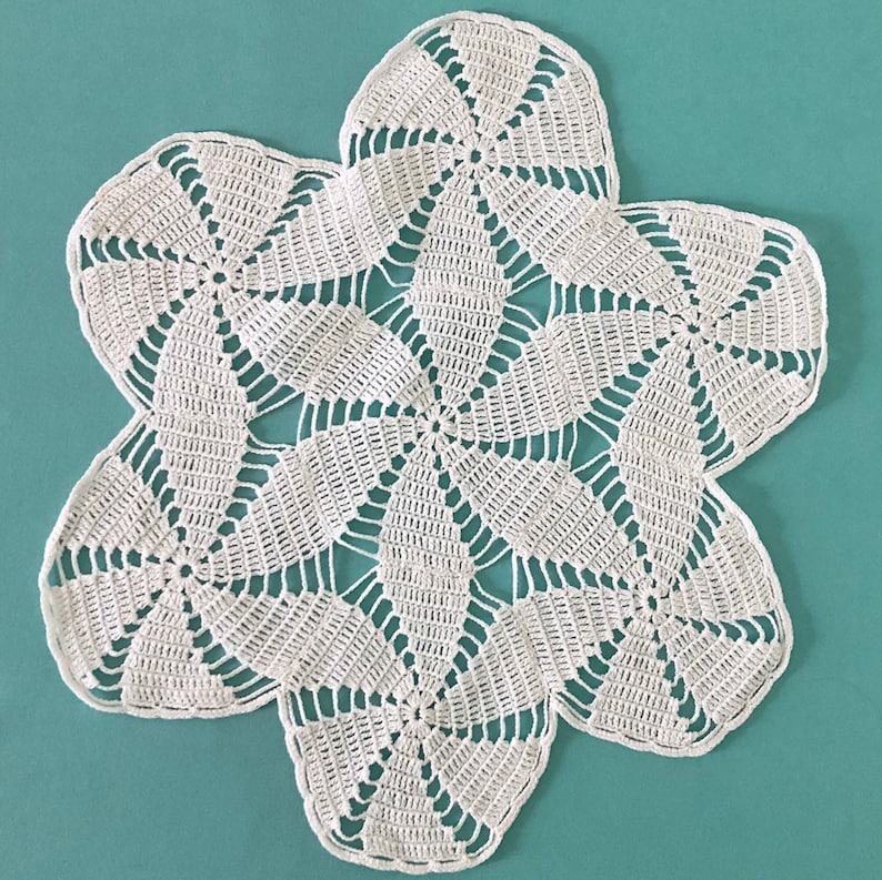 Handmade Hand Crocheted Doily Spiral Flowers Beautiful Flower Shaped White Doily