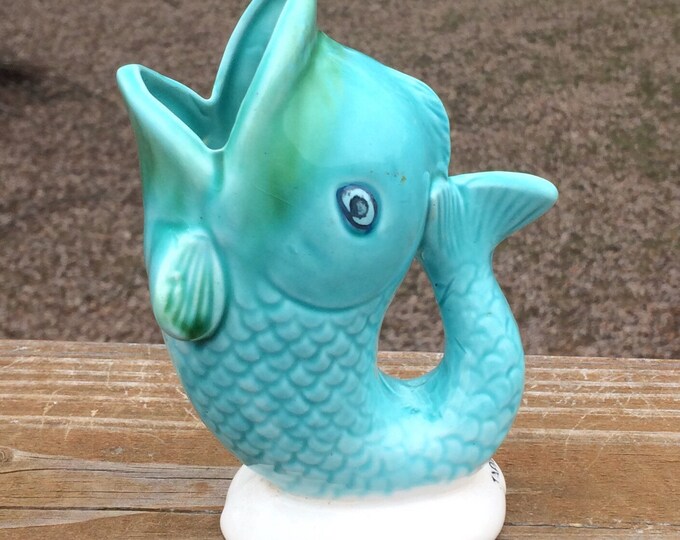 Midcentury 1950s Kitschy Blue Fish Vase or Pitcher Made in Japan Etsy