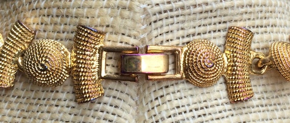 Vintage Textured Burnished Gold Link Necklace - image 4