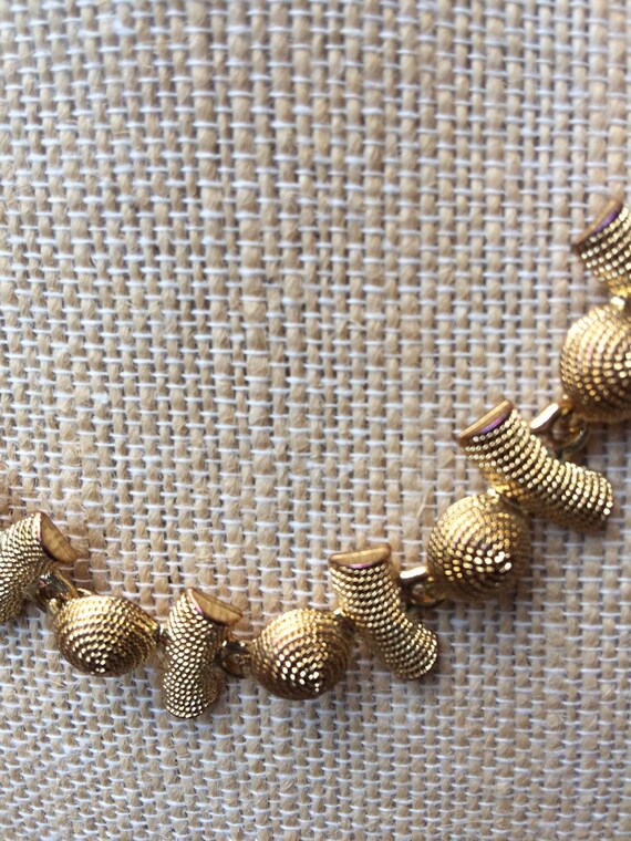 Vintage Textured Burnished Gold Link Necklace - image 6